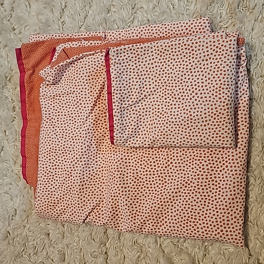 Ikea Klammig Pink White Dotted Crib Duvet Cover and Pillowcase